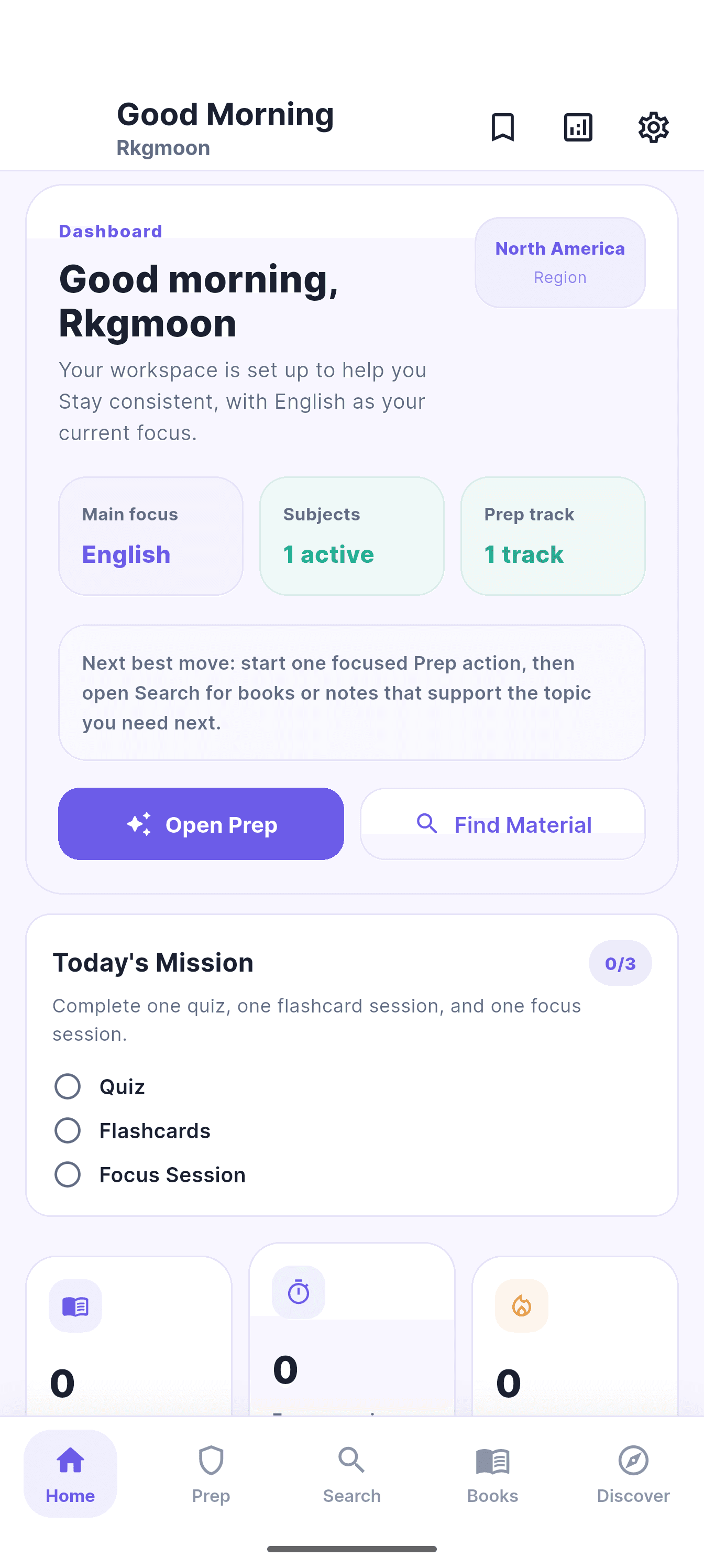 Study IO mobile dashboard interface